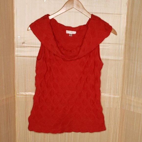Studio JPR Womens Red Textured Sleeveless Cowl Neck Stretchy Top Large - Picture 1 of 7